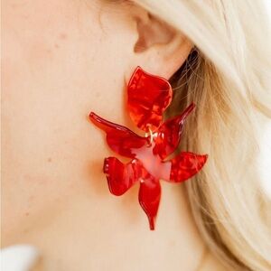 Linny Co Flora Crimson Pearlized Red Earrings